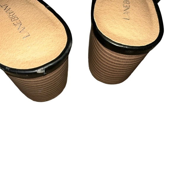 Lane Bryant black faux leather peep toe block heel sandal slides size 11 w wide - Picture 2 of 6